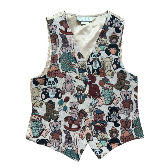 Vintage Petite Sophisticated Vest Teddy Bear Size Medium Women’s‎ Lightweight - Picture 1 of 7